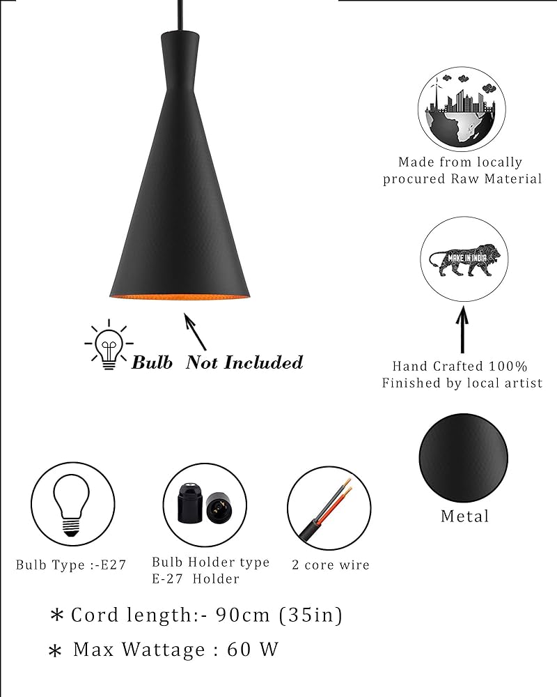 Black Finish Metal Crystal Hanging Pendant - Image 4